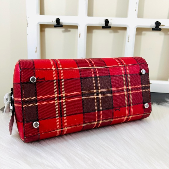 COACH Tartar Plaid Rowan Satchel Crossbody - Picture 5 of 12